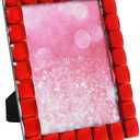 Isaac Jacobs Decorative Sparkling Red Jewel Picture Frame, Photo Display & Home Dcor (5x7, Red)
