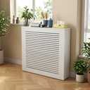 Waterproof Radiator Cover Cabinet, White Louvered Heating Heater Covers for Radiators Shelf with Top for Home Living Office Hide Cluttered Pipes Decor(27.6 Lx27.6 Hx7.9 D)