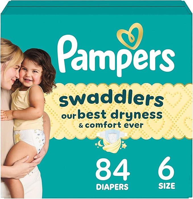 Pampers Swaddlers Diapers, Size 6 (2344 lbs), 84 Count, Absorbent, Keeps Baby Dry and Comfortable, Skin Safe Disposable Baby Diaper 