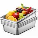 ZeroPone 6 Pack Hotel Pans, Full Size 6" Deep Stainless Steel Steam Table Pan, 20.8" L x 12.8" W 22 Gauge Metal Commercial Catering Food Pans Anti Jam Food Storage Containers