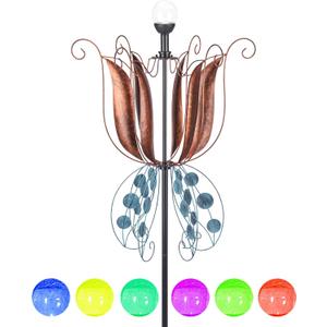 MUMTOP Wind Spinner Outdoor Large, 83 Inch Metal LED Wind Sculptures, Tulip Windmill for Yard Art, Garden Decor