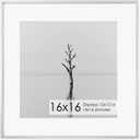 16x16 Metal Picture Frame with 12x12 Mat, Brushed Aluminum Finish, Tempered Glass Front, and Attached Hanging Hardware - Versatile Wall Display Frames for Vertical or Horizontal Orientation - Sliver (Silver)