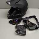 Adult Motocross Dirt Bike Helmet with Goggle, Gloves & Mask - DOT/FMVSS-218 Off-Road Motorcycle & ATV Helmet with Adjustable Sun Visor (Large, Matte Black-188)