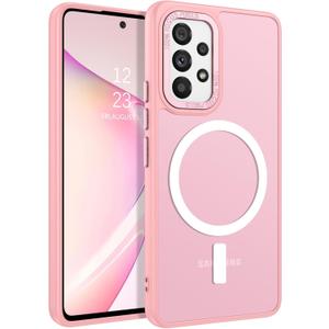 GUAGUA for Samsung Galaxy A53 Case Compatible with MagSafe Galaxy A53 Magnetic Cases Slim Translucent Matte Skin Feeling Shockproof Protective Anti-Scratch Phone Case for Samsung A53 5G 6.5'', Pink