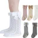 Baby Girls Knee High Socks Pack Bow Long Stockings Infants Toddlers Ruffled Socks School Uniform Leggings Stockings (XS)