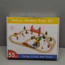 Tiny Land 55PCS Wooden Train Set - Compatible with Major Brand Tracks, Educational Toy for Toddlers & Kids Ages 3-7, Durable Wooden Railway Tracks