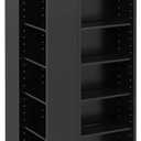Prepac 4 Sided Revolving Display Cabinet, Black Storage Cabinet with 36 Adjustable Shelves Narrow DVD Storage Cabinet Ideal for Living Room 18.75" D x 18.75" W x 65" H