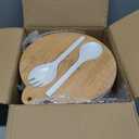 ShineMe Large Salad Bowl with Lid, 9.8inches White Salad Serving Bowl Set with Utensils, Bamboo Wooden Salad Bowl with Multifunctional Lid with Handle and Silicone Seal Ring