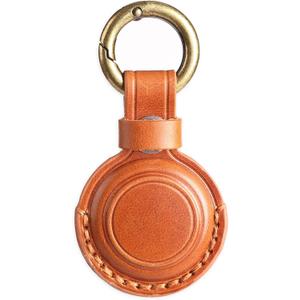Genuine Leather Keychain Holder Compatible with Airtag 2nd & 1st Gen, Secure for Air Tag Keychain Holder Case Cover Key Chain Ring Accessories - Brown V1.0