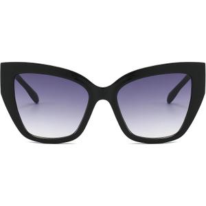 Oversized Cat Eye Sunglasses for Women Fashion Big Cateye Frame Sunnies Trendy UV400 Black Shades (A1 Black/Grey Gradient)