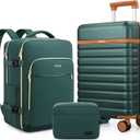 Luggage Sets 3 Piece, Carry On Luggage 20In With Spinner Wheels,PC Hardside Suitcase Set with TSA Lock,Durable Carry On Suitcase With Travel Backpack for Men (Dark Green, 3 piece set (BP/20inch))
