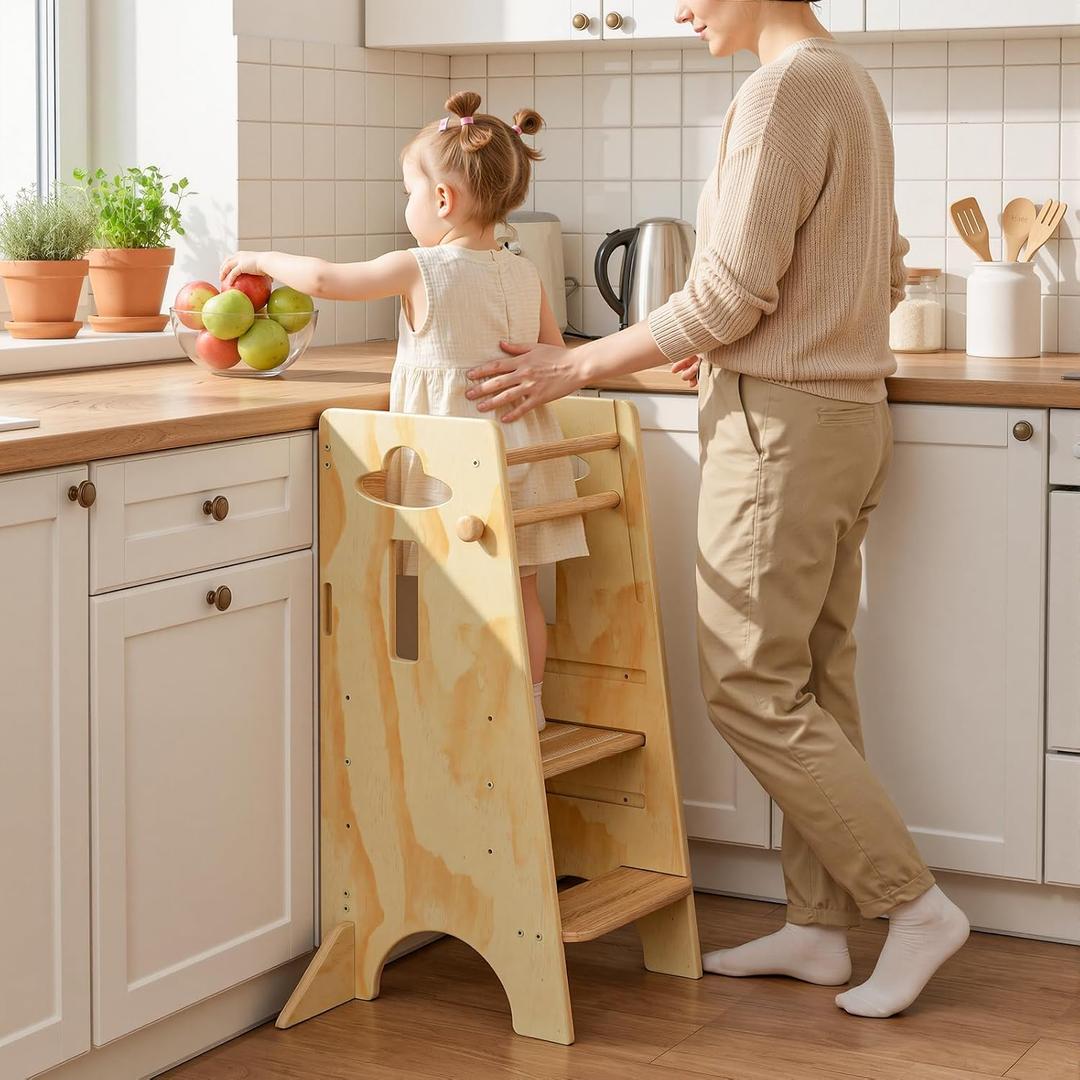 COSYLAND Toddler Standing Tower Kitchen Stool Adjustable Toddler Tower