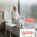 VEVOR Tub Transfer Bench for Bathtub, 400 lbs Capacity Heavy Duty Shower Chair with Arm, Backrest and Curtain Slot, Height Adjustable Shower Bench Bath Seat for Adults, Seniors, Elderly and Disabled