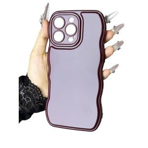 Nekiyo Tech Phone Case Compatible with iPhone 17 Pro Max, Simple Wavy Frame Soft Silicone Aesthetic Cover, Scratch Resistant Non-Slip Grip - Red