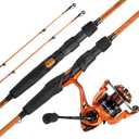 KastKing Lethal Blaze Twin-tip Fishing Rod and Reel Combo, Spinning & Baitcaster Combo, Flame Pattern Design, IM6 Graphite 2Pc Rod with Backup Tip Section, Stainless-Steel Guides, EVA Handle