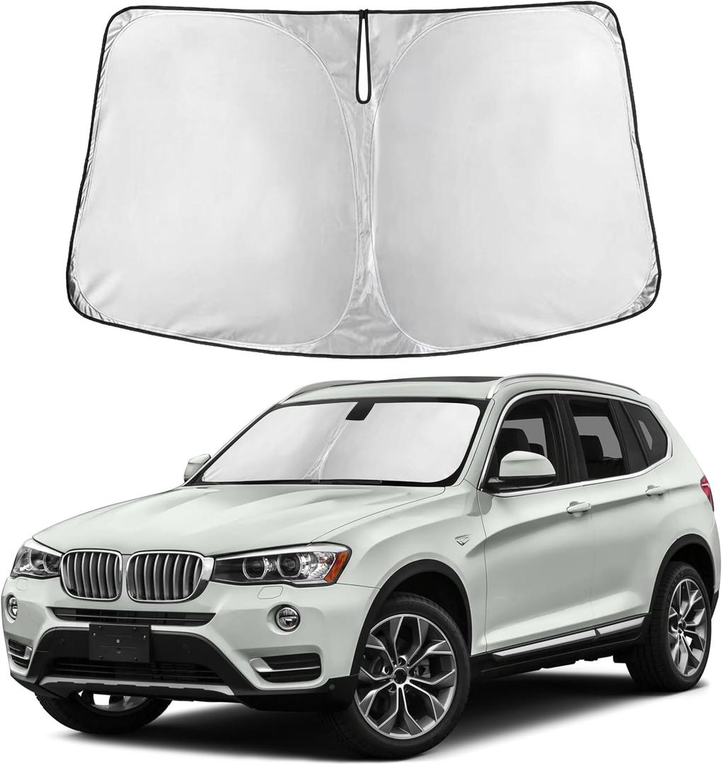 Autovir Windshield Sun Shade Fit for 2011-2015 2016 2017 BMW X3 | Sunshade, Front Car Window Shades Sun Visor, Blocks UV Rays & Heat, Car Accessories