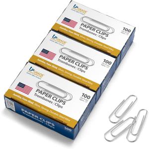 Upgrade Office Supply Jumbo Paper Clips, Non Skid, 1.9 Inch, 300 Count (3 Boxes of 100), Silver, Made in USA