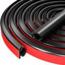 Silicone Weather Stripping Door Seal Self Adhesive Door Weather Stripping Weather Strip Door Seal Strip D Shaped Weatherstripping Door Insulation for Door/Window (Black, 2/5"(W)1/4"(T)23FT(L))