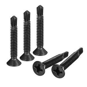 uxcell #12 x 1-1/2" Sheet Metal Screws, 100pcs Black Oxide 410 Stainless Steel Flat Head Phillips Drive Self Drilling Screws