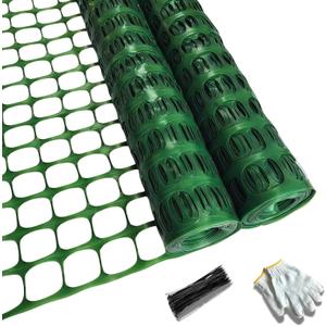 PotatoLife Plastic Mesh Fence Safety Fence, 2 Roll 4'x100' with 100 Zip Ties, Resuable Temporary Netting for Garden Fencing, Construction, Snow Fencing, Animal Barrier, Poultry, Deer, Patio, Green