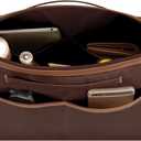 SDANG Purse Organizer Insert Fit for Saint Louis,Neverful and More BagLeather Edge Multiple Pockets Tote Bag Organizer with HandleLightweight Medium Purse Liner have Zipper (Brown,Large)