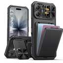 SSLOTSCASE for iPhone 17 Pro Max Case with Card Holder & Kickstand & Slide Camera Lens Cover & Camera Stand & Wallet, Military-Grade Heavy Duty Phone Case Cover for iPhone 17 Pro Max 5G 2025, Black