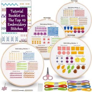 Bradove Classic Embroidery Stitches Practice Kit, Embroidery Kit for Beginners, Beginner Embroidery Kit for Adults, Hand Embroidery Kit for Kids, Stitches Kit