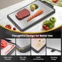 Double Sided Stainless Steel Cutting Board Non-toxic for Kitchen Chopping Large Big Small Metal Carving Meat Butcher Block with Handle Not Titanium Wood Bamboo Plastic Over Sink Grey/Beige (Medium)