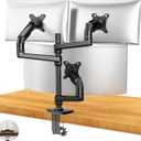 Triple Monitor Mount, Holds Screens up to 40 Inches and 25 lbs, Fully Adjustable 3 Monitor Desk Mount with C-Clamp and Grommet Base, Aluminum, Black