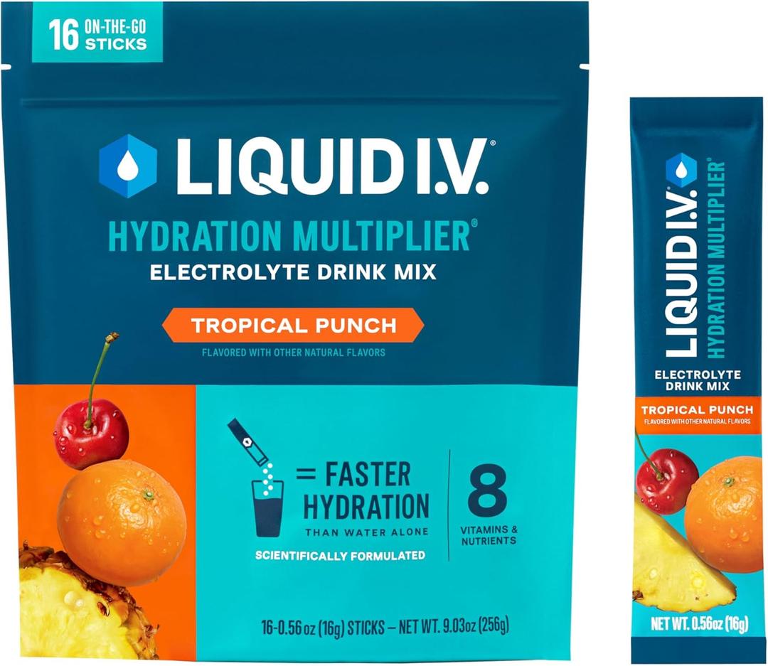 Liquid I.V. Hydration Multiplier - Tropical Punch | Electrolyte Powder Drink Mix | 1 Pack (16 Servings), Best By: 13 JUN 2025