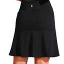 SANTINY 19" Golf Skorts Skirts for Women Zipper Pockets Knee Length Skort Women's High Waist Athletic Tennis Skirt, XL