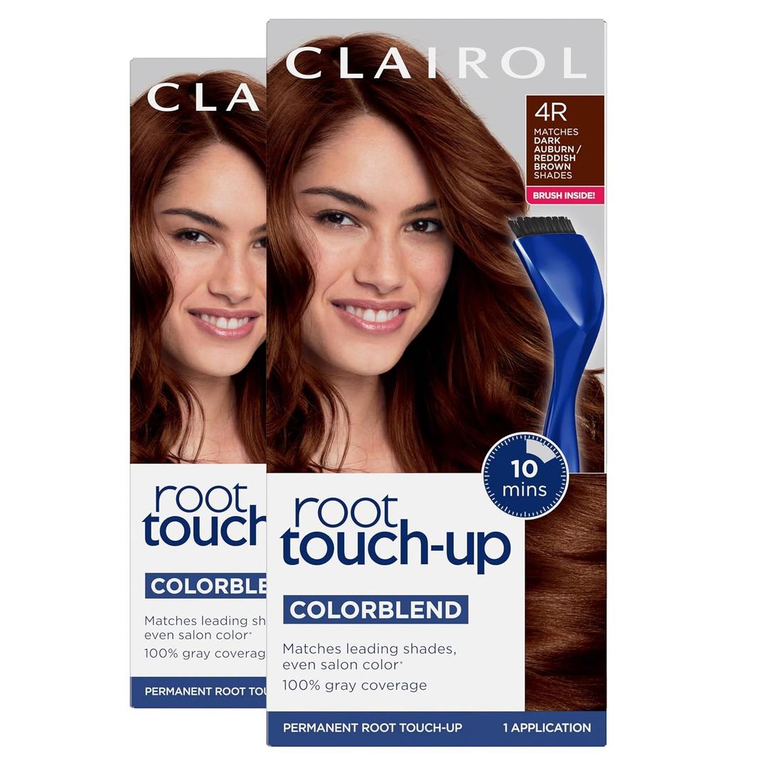 Clairol Root Touch-Up by Nice'n Easy Permanent Hair Dye, 4R Dark Auburn/Reddish Brown Hair Color| 100% Gray Coverage | Easy Brush Application | Matches Professional Salon Shades | Pack of 2