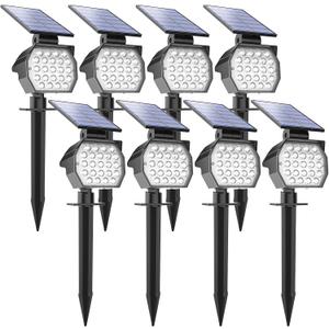 APONUO Solar Spot Lights Outdoor Waterproof 8 Pack IP67,23 LED 3 Lighting Modes Solar Landscape Lights Outdoor for Yard Garden House Garage Pathway (Cool White)