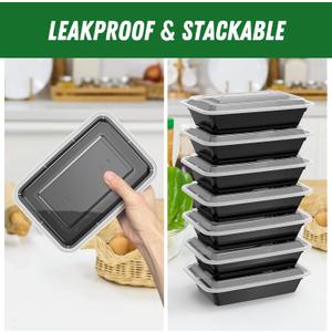 Dealusy 15 Pack  32 oz Meal Prep Containers Reusable with Lids, Sturdy Leakproof & Food Safe, Microwave, Freezer, Dishwasher Safe Prep Containers, To Go Take Out Plastic Food Storage