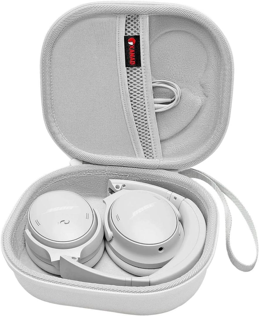 XANAD Hard Case for Bose QuietComfort, QC 45, QC 35 Wireless Noise Cancelling Headphones - White (Gray)
