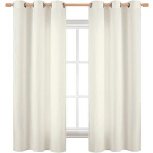 BGment Curtains 63 Inch Length 2 Panels Set for Bedroom, Grommet Thick Linen Look Burlap Textured Light Filtering Privacy Window Drapes for Farmhouse Living Room, 42 x 63 Inch, Ivory