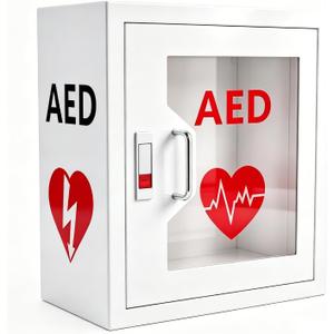 Wall Mounted AED Cabinet, Steel Storage Box with Clear Window and Snap Lock, Universal Fit for All AED Brands, 14.2" W x 7.1" D x 15.7" H
