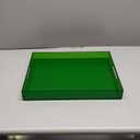 Large Acrylic Tray Ottoman Coffee Table Tray with Handles 17x13'' Decorative Serving Platter for Food Tea Dinner Snack Eating Bar Party, Emerald Green