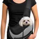 YUDODO Pet Sling Carrier for 2-5 lbs Small Dogs & Cats – Hands-Free Puppy Carrier with Safety Hook, Large Zipper Pocket, Soft Breathable Mesh, Adjustable Strap & Reflective Strip (Gray 3.0 S)