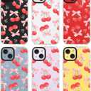 ChiCsFleur for iPhone 13 / iPhone 14 Case, TPU Phone case with Camera Protection for Women Girls Teens - Red Cherry Pink Artsy Coquette Bow Heart Clear Fruit Sorority Aesthetic Unique