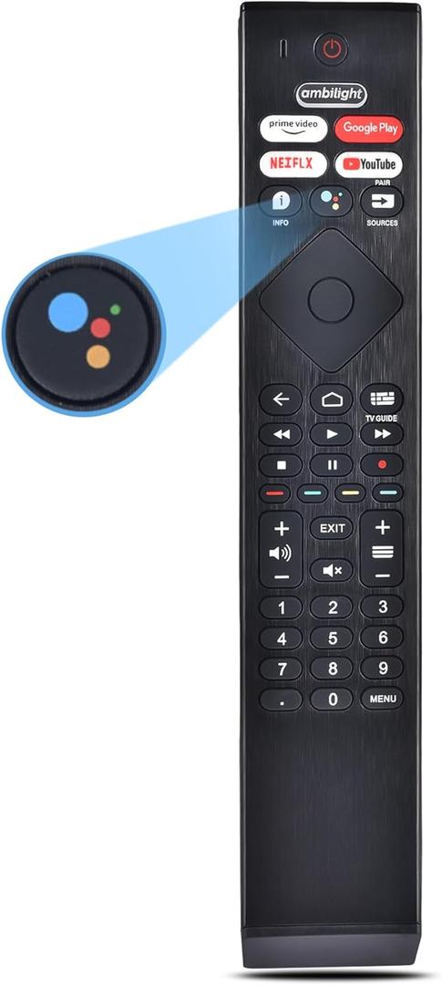 Voice Replacement Remote for Philips Smart TV: Universal Control for Philip 4K Ultra HD Smart Android TV with Google Assistant.for 43" 50" 55" 65" 75" Class 5704 5504 5604 5806 (Slate)