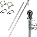 Sports Flags Pennants Company Aluminum 6 Foot Spinning Silver Flagpole for Grommet or House Flag