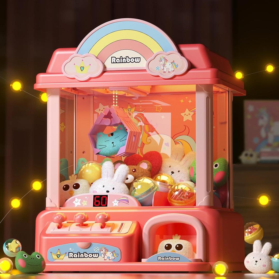DOLIVE Claw Machine for Kids,Unicorns Toys for Girls Age 4 5 6 7 8 9 10+, Electronic Arcade Game Machine with Music, Pink Mini Vending Machine, 10.8 x 9.44 x 12.59 inches