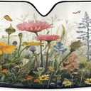 xigua Car Windshield Sunshade for Front Window Wild Flower Foldable Car Windshield Sun Shade Auto Sun Visor Blocks Heat Portection UV Rays and Keeps Vehicle Cool, 55"x27.6" (A03)