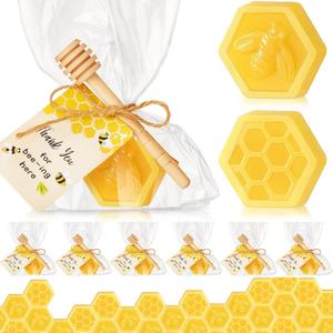 24 Pcs Baby Shower Favors Bee Party Favors Honeycomb Soaps with Honeycomb Stick Honey Soap Gift for Guest Gender Reveal Party Decorations Baby Shower Game Prizes (Yellow)
