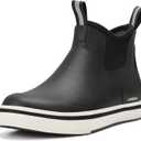 HISEA Men's Deck Rain Boots Saltwater Fishing Booties Waterproof Ankle Rain Boots with High Traction (10, Black)