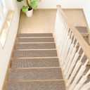 Stair Treads Non Slip, 15 Pack 8" X 30" Beige Stair Runners for Wooden Steps Non Slip with Reusable TPE Adhesive Backing, Carpet Stair Treads for Kids Elders and Pets, Machine Washable, Anti-Fall