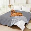 Smiry Waterproof Dog Bed Cover Pet Blanket, Soft Washable Dog Blanket for Furniture Bed Couch Sofa Reversible, Checkered (82"x82", Grey/Light Grey)