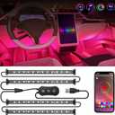 Nilight 4PCS USB Interior Car Lights 48 LEDs RGB LED Strips Lights with App Control Music Sound Active Mode Under Dash Footwell Ambient Lights 2 Line Design for Car Truck ATV UTV