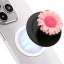 Daisy Flower Magnetic Phone Grip,Compatible with Magsafe Collapsible Mobile Stand Holder for Smartphone and Tablet-Pink Black Design